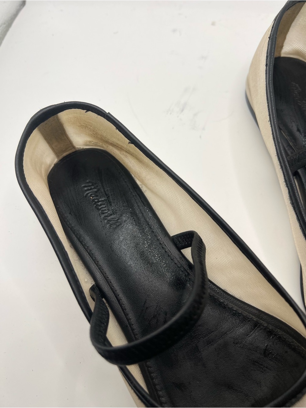 Madewell Beige Mary Jane Flats with Black Trim - Picture 7 of 10